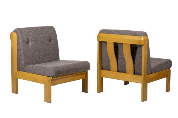 Beech & Fabric Armchairs, 1960s-CEJ-1168506