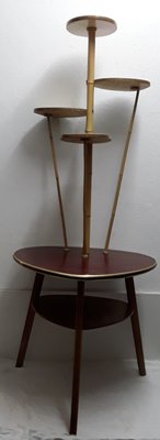 Beech, Formica & Brass Tiered Table, 1960s-HOI-866828