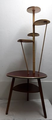 Beech, Formica & Brass Tiered Table, 1960s-HOI-866828