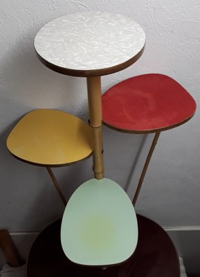 Beech, Formica & Brass Tiered Table, 1960s-HOI-866828