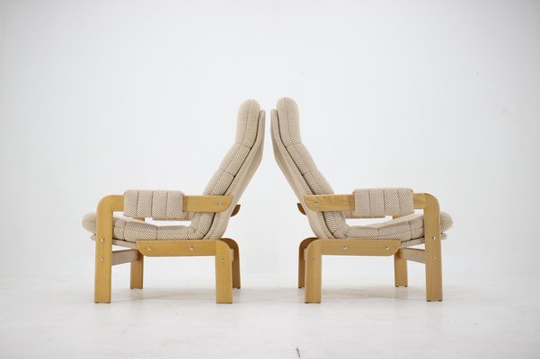 Beech High Back Armchairs, Czechoslovakia, 1970s, Set of 2-TZ-956600