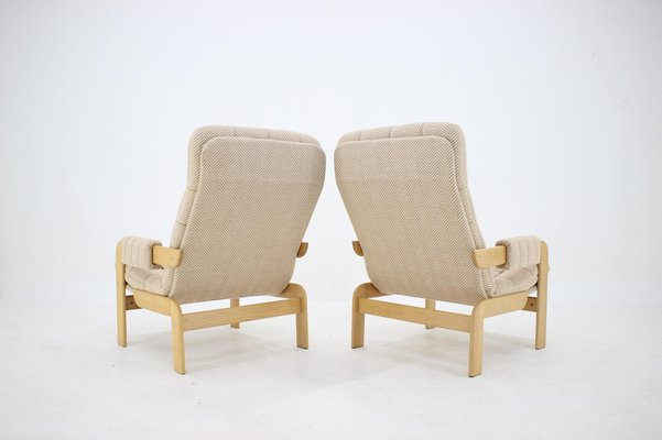 Beech High Back Armchairs, Czechoslovakia, 1970s, Set of 2-TZ-956600