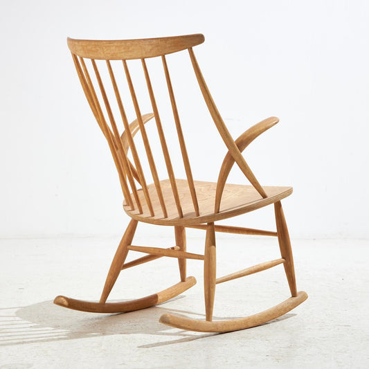 Beech IW3 Rocking Chair by Illum Wikkelsø for Niels Eilersen, 1960s