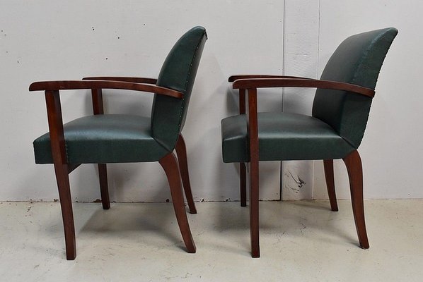 Beech Mahogany Bridge Armchairs, 1940s, Set of 2-RVK-683529