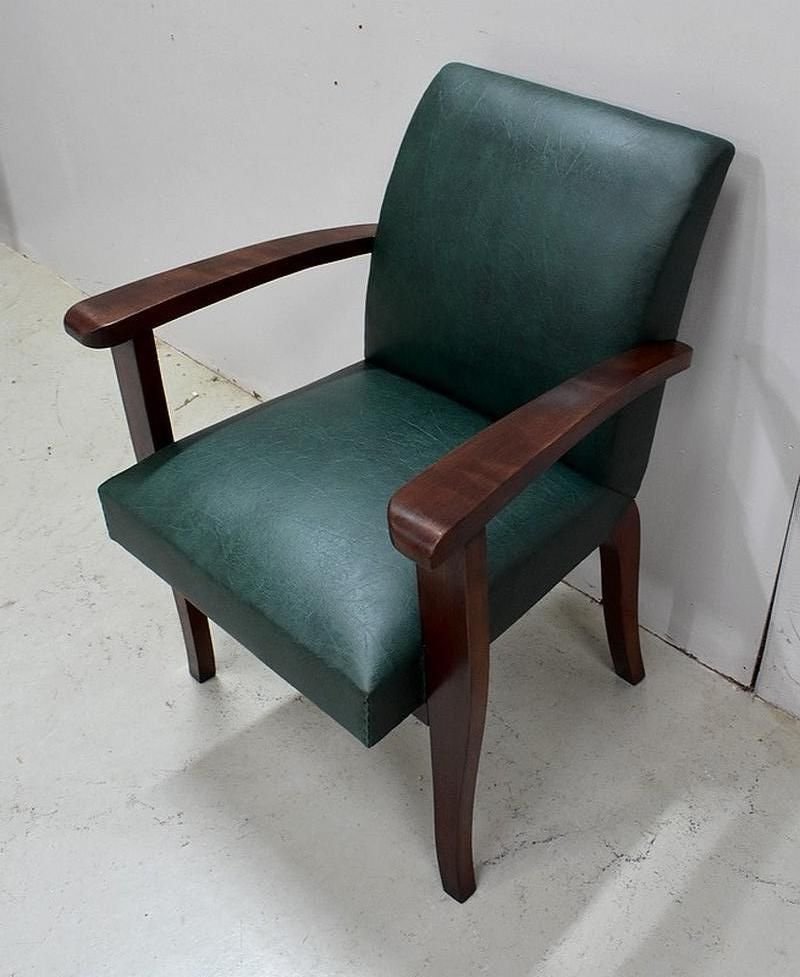 Beech Mahogany Bridge Armchairs, 1940s, Set of 2