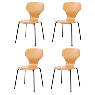 Beech Stacking Butterfly Chairs by Phoenix Denmark 1980s, Set of 4-XT-2020695