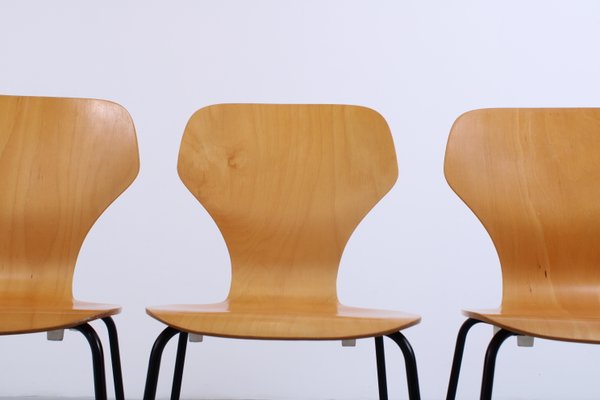 Beech Stacking Butterfly Chairs by Phoenix Denmark 1980s, Set of 4-XT-2020695