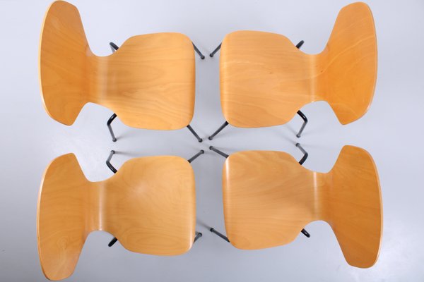 Beech Stacking Butterfly Chairs by Phoenix Denmark 1980s, Set of 4-XT-2020695