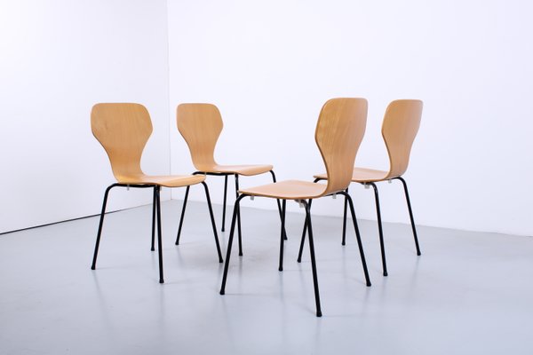 Beech Stacking Butterfly Chairs by Phoenix Denmark 1980s, Set of 4-XT-2020695