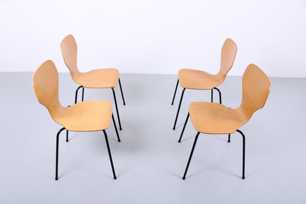 Beech Stacking Butterfly Chairs by Phoenix Denmark 1980s, Set of 4-XT-2020695