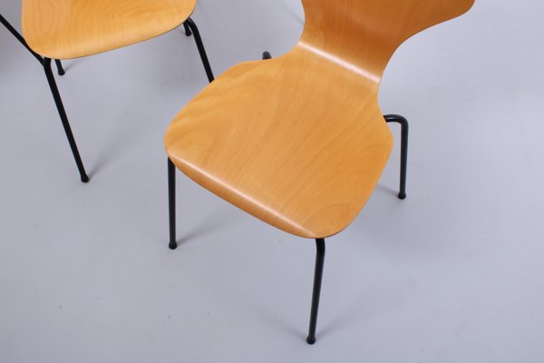 Beech Stacking Butterfly Chairs by Phoenix Denmark 1980s, Set of 4-XT-2020695