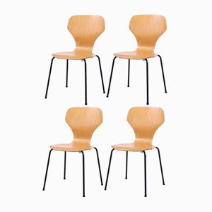 Beech Stacking Butterfly Chairs by Phoenix Denmark 1980s, Set of 4-XT-2020695