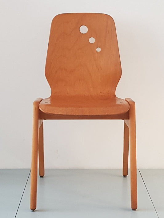 Beech Stacking Chairs, 1960s, Set of 6