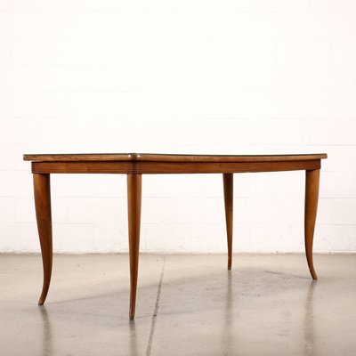 Beech Table with Back-Treated Glass, Italy, 1940s-VMM-1079142