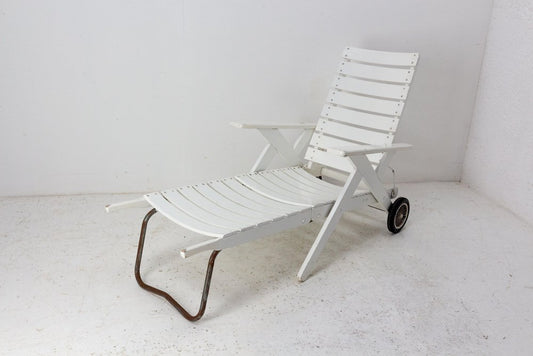 Beech Transat Deck Chair or Patio Lounger, France, 1960