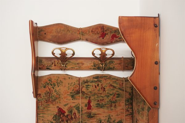 Beech & Velvet Corner Coat Rack, 1950s-KNM-863140