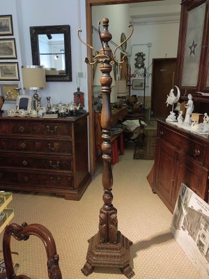 Beech Wood Coat Rack with Brass Hooks and Carved Foot by Michael Thonet-ZFY-1731591