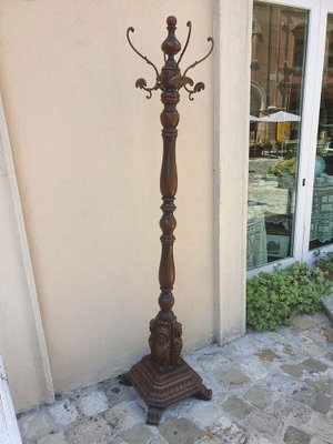 Beech Wood Coat Rack with Brass Hooks and Carved Foot by Michael Thonet-ZFY-1731591