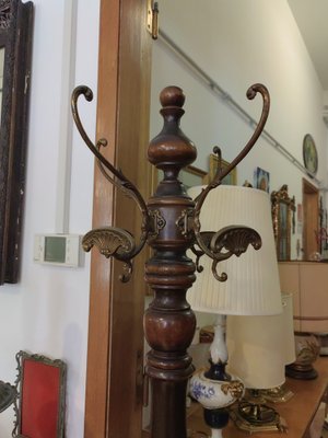 Beech Wood Coat Rack with Brass Hooks and Carved Foot by Michael Thonet-ZFY-1731591