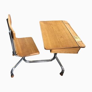 Beech Wood School Table, Czechoslavakia, 1940s-QUC-1254086