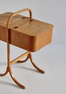 Beechwood and Leather Sewing Box attributed to Søren Hansen for Fritz Hansen, Denmark, 1933-WRF-1411167