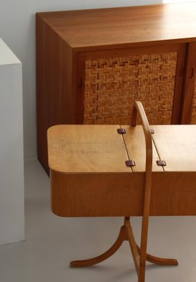 Beechwood and Leather Sewing Box attributed to Søren Hansen for Fritz Hansen, Denmark, 1933-WRF-1411167