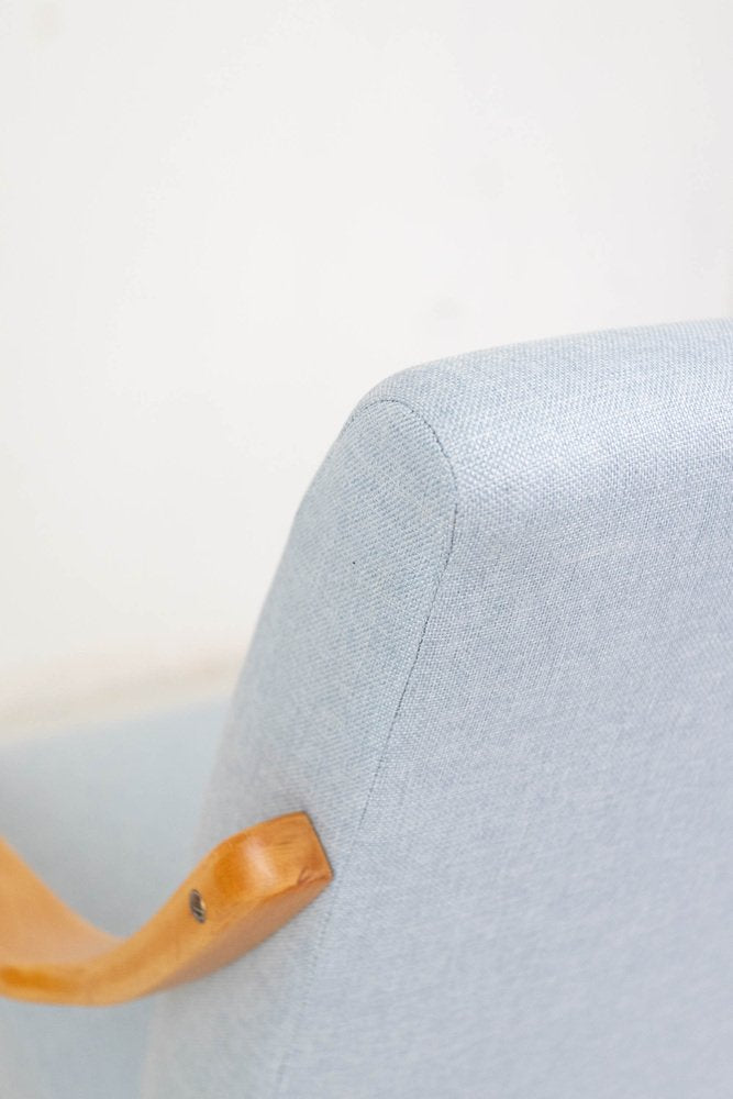 Beechwood Armchair with Pastel Blue Upholstery by Jaroslav Smidek, 1950s