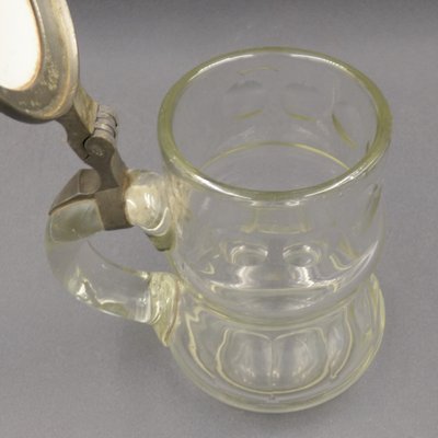 Beer Mug in Glass with Hand-Painted Lid, 1900s-1920s-WK-1427791