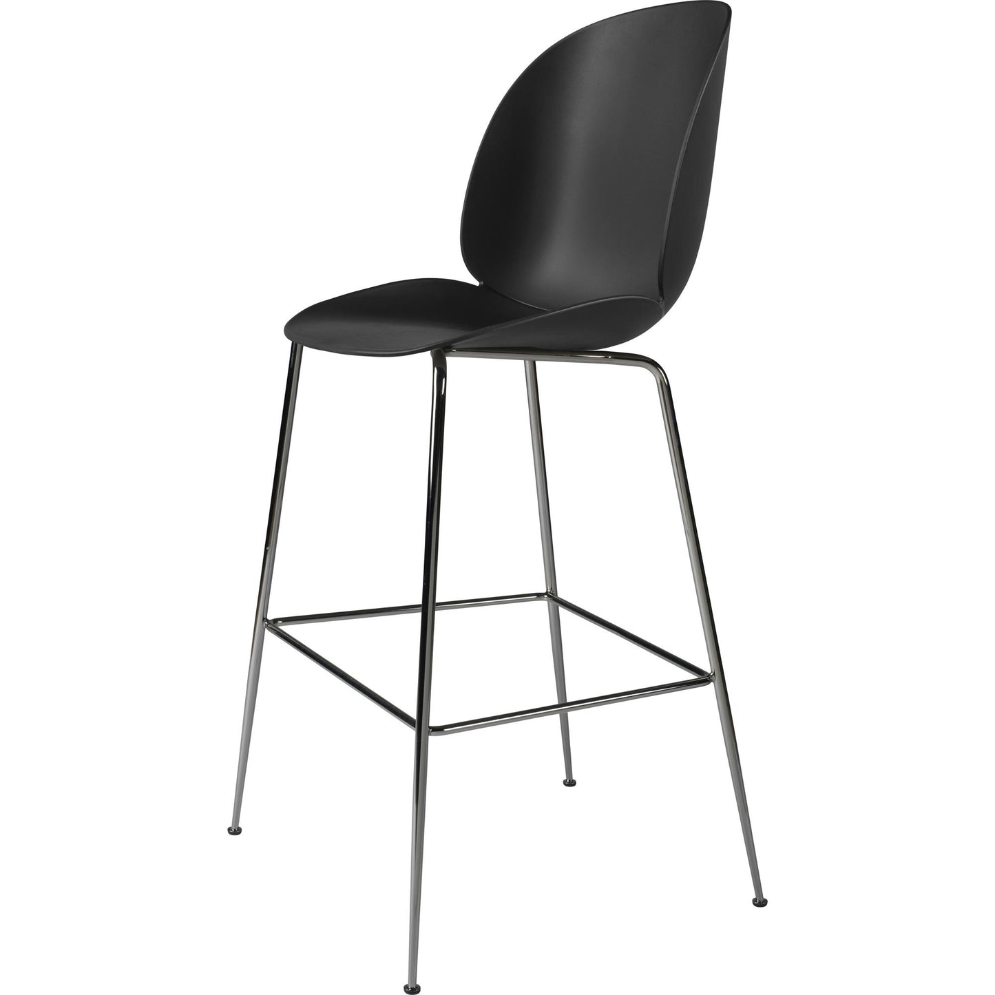 Beetle Bar Stool 75 Conic Base by GUBI #Black Chrome/ Black