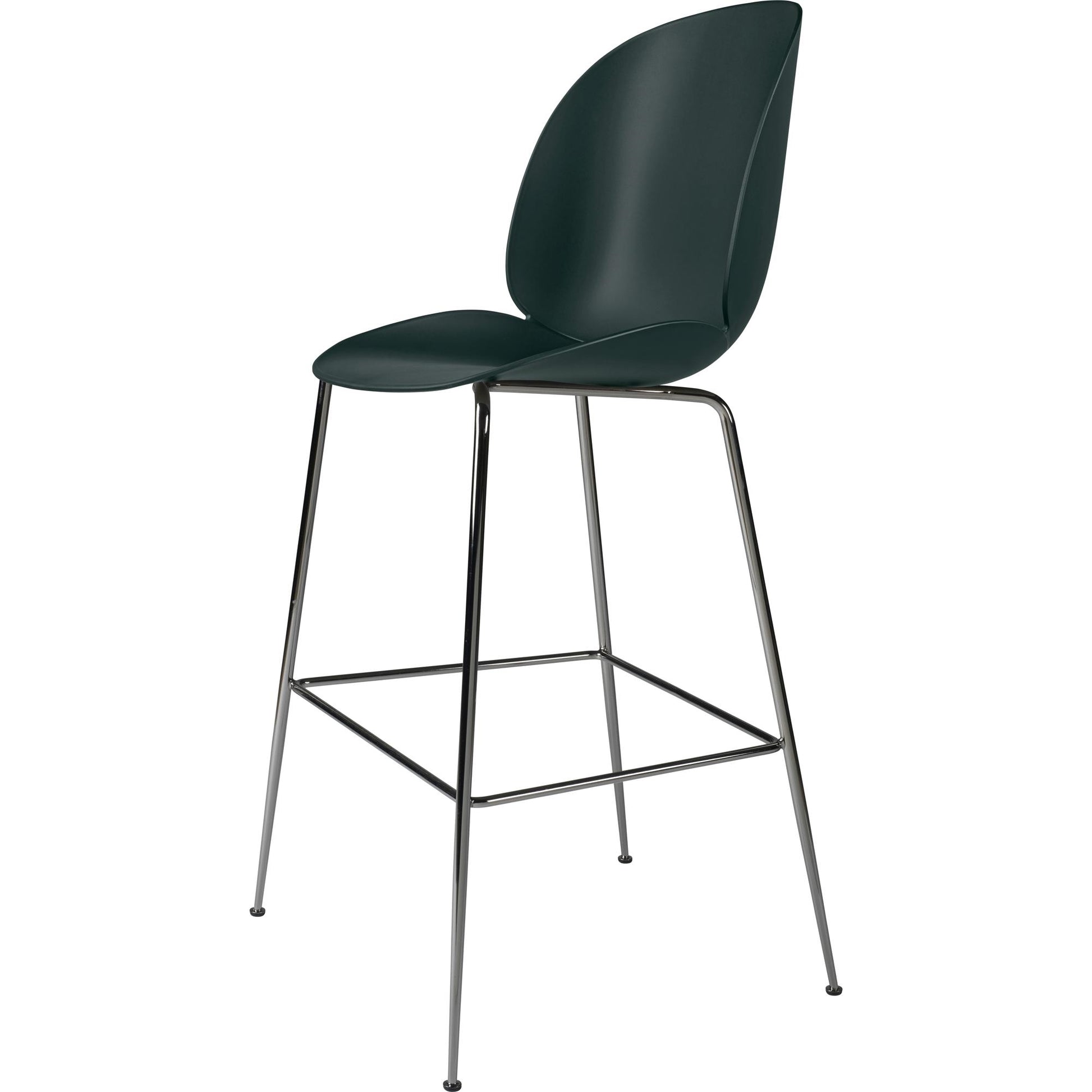 Beetle Bar Stool 75 Conic Base by GUBI #Black Chrome/ Dark Green