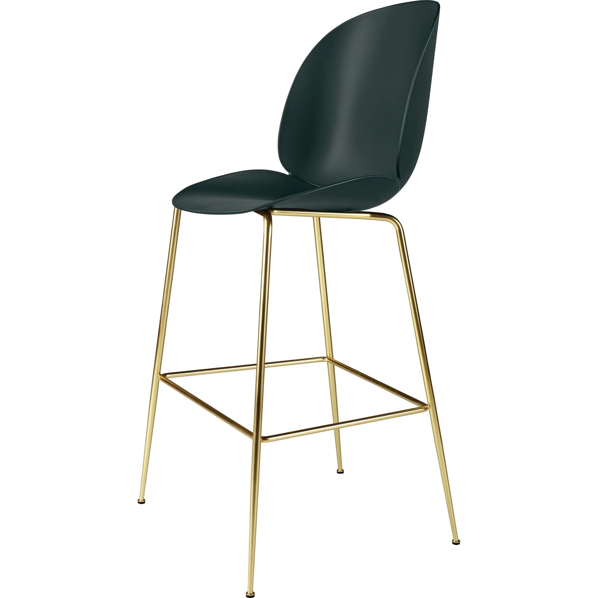 Beetle Bar Stool 75 Conic Base by GUBI #Brass Semi Matt/ Dark Green