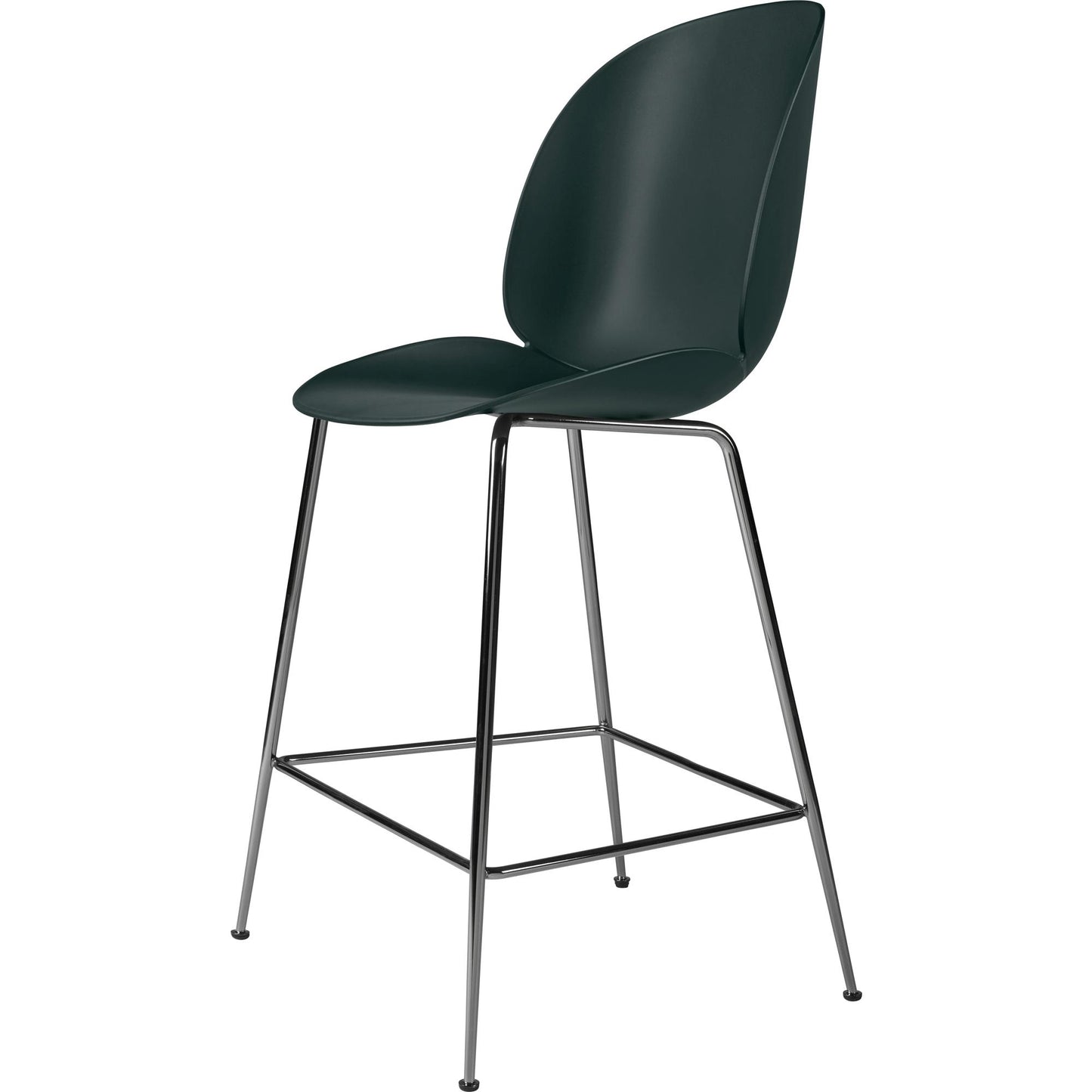 Beetle Bar Stool 65 Conic Base by GUBI #Black Chrome/ Dark Green