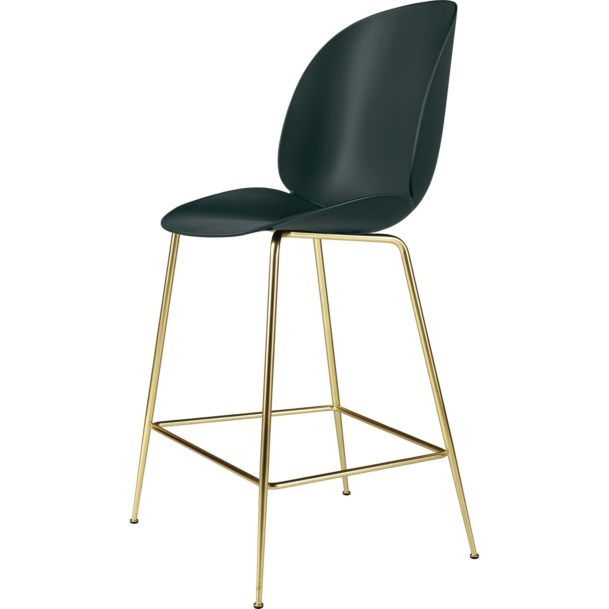 Beetle Bar Stool 65 Conic Base by GUBI #Brass Semi Matt/ Dark Green