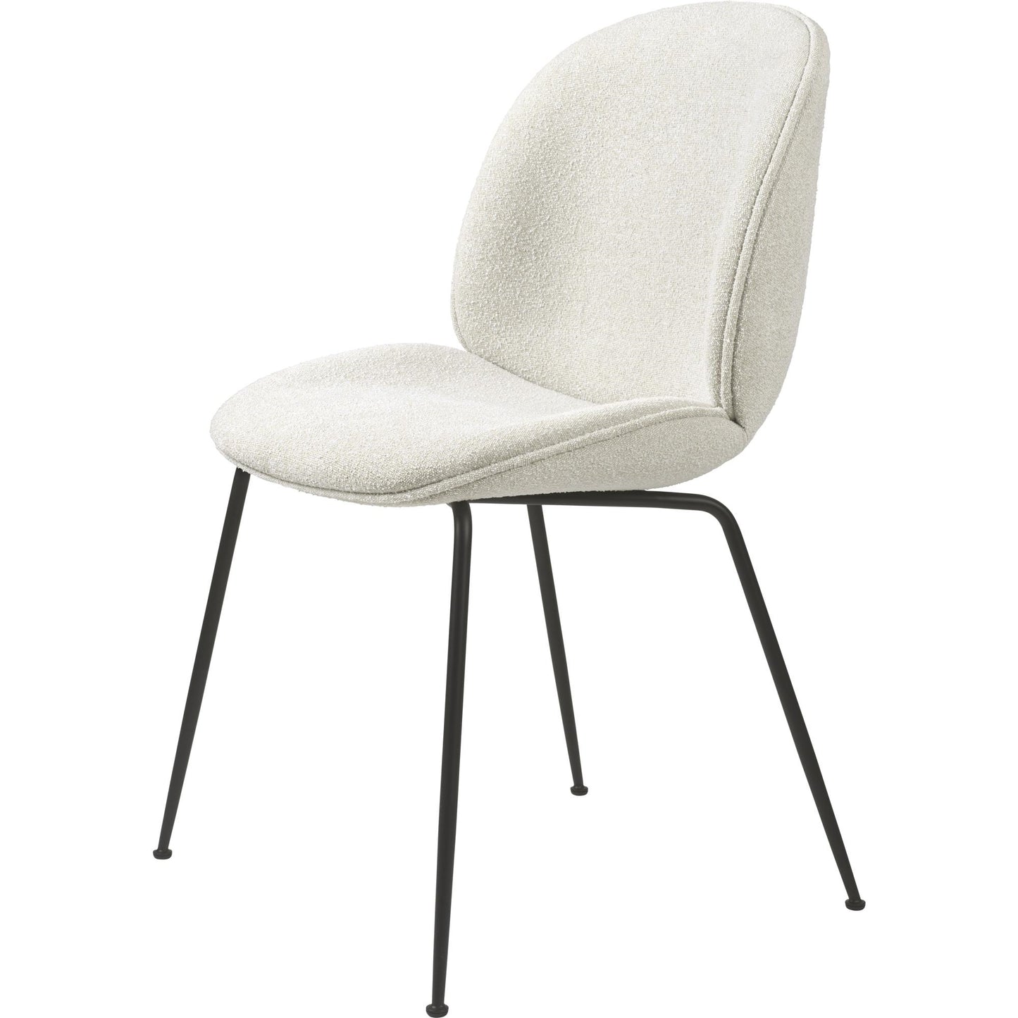 Beetle Dining Chair Upholstered Conic Base by GUBI #Matt Black/ Light Boucle 001