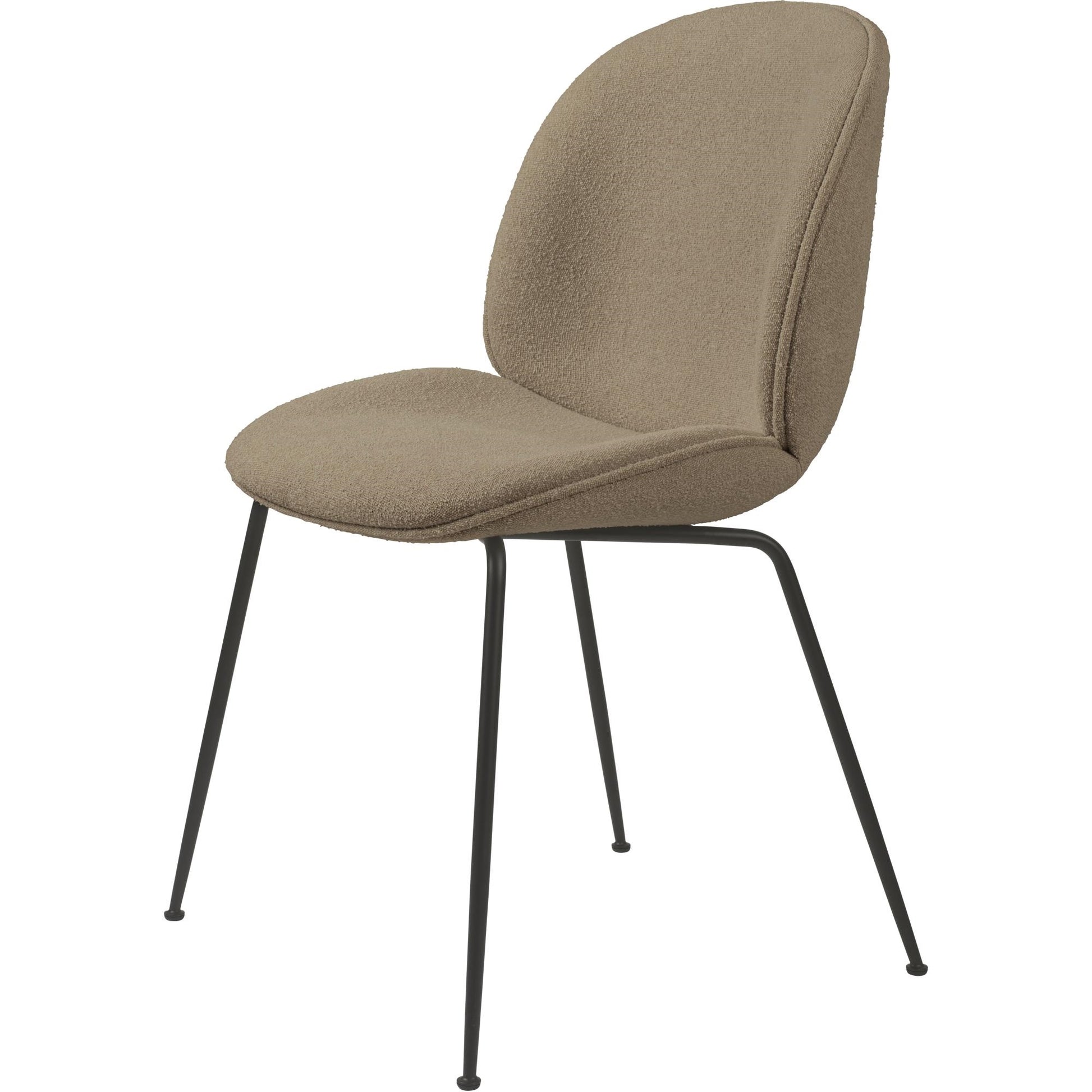 Beetle Dining Chair Upholstered Conic Base by GUBI #Matt Black/ Light Boucle 003