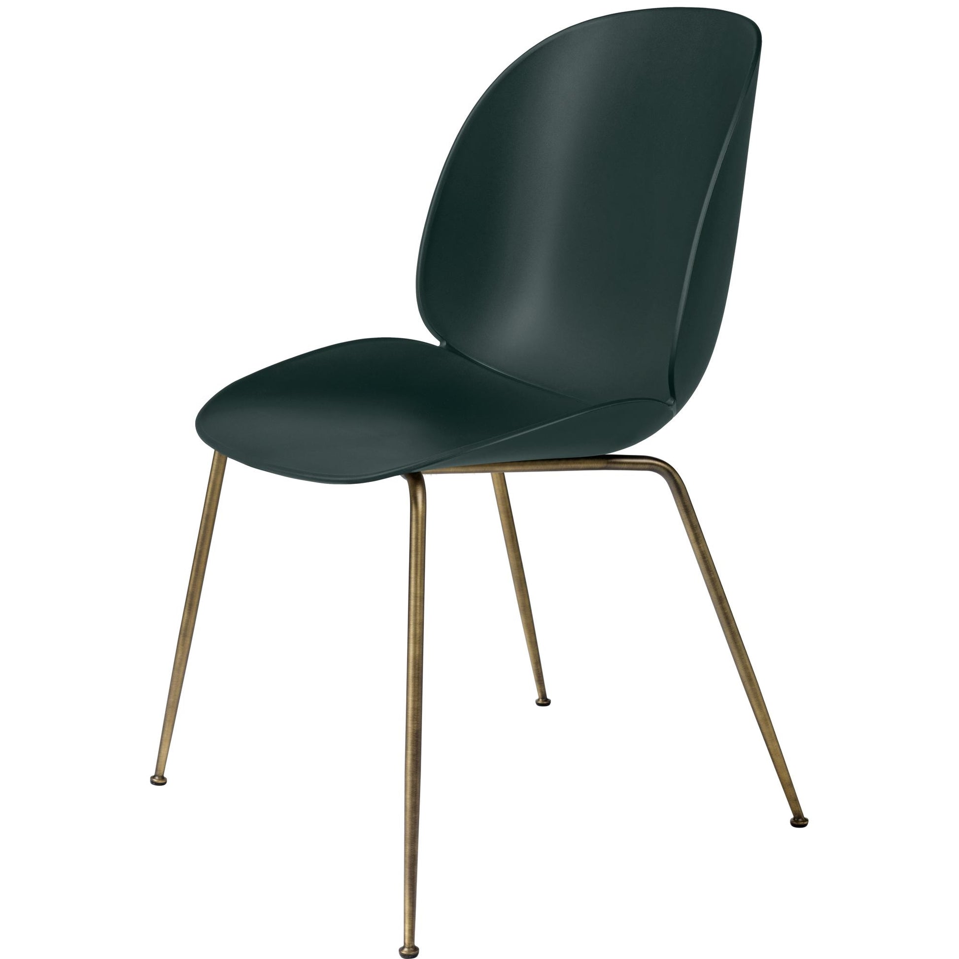 Beetle Dining Chair Conic Base Antique Brass by GUBI #Antique Brass/ Dark Green