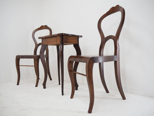 Beidermeier Chairs & Table, 1850s, Set of 3