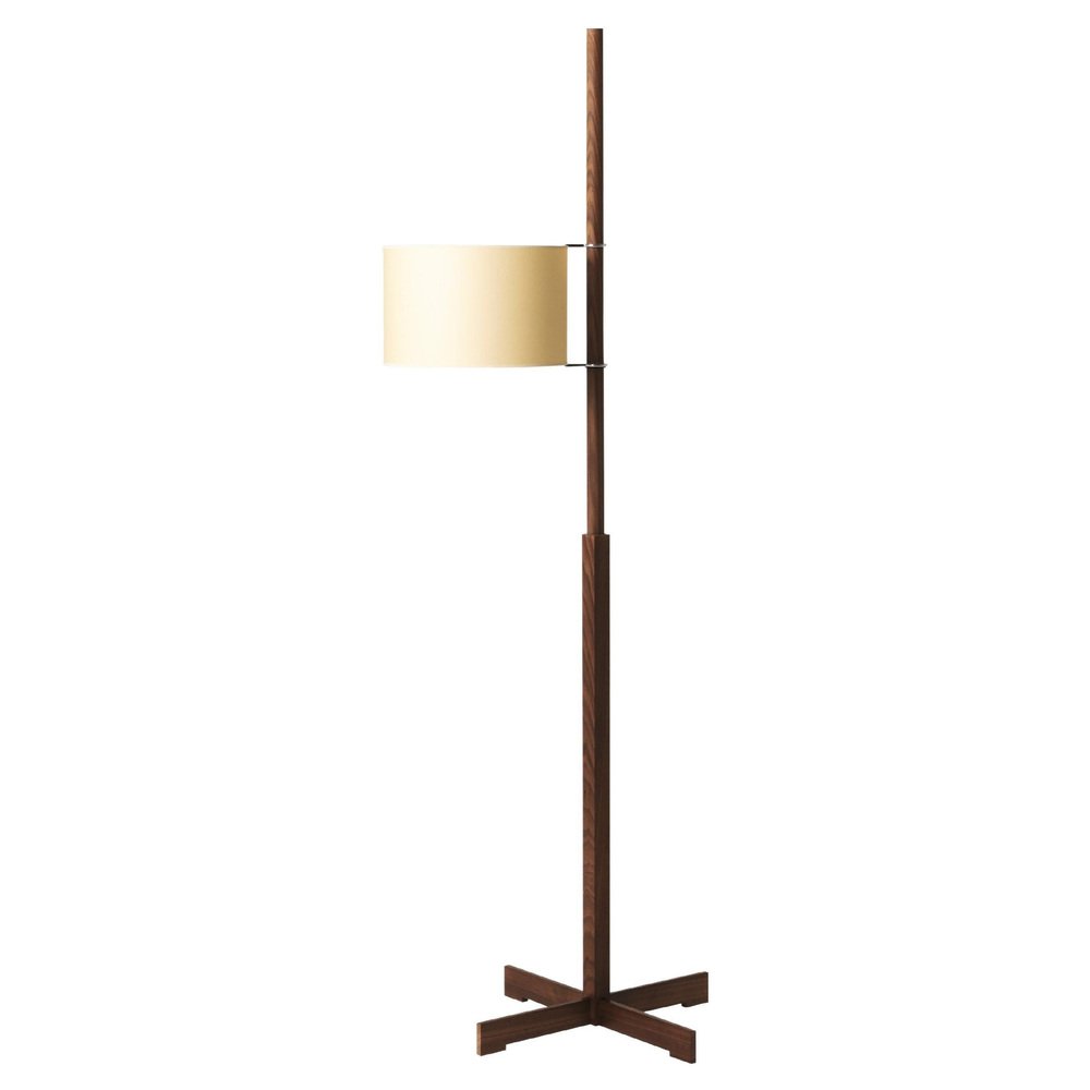 Beige and Walnut Wood TMM Floor Lamp by Miguel Milá