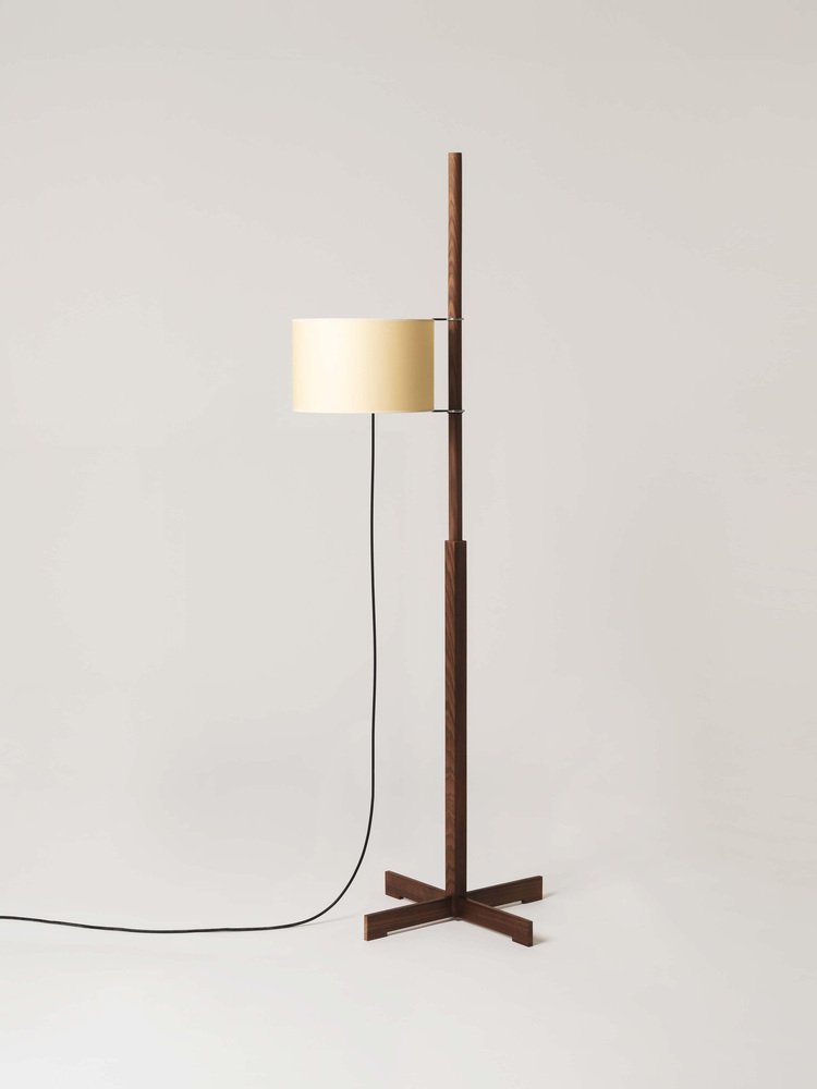 Beige and Walnut Wood TMM Floor Lamp by Miguel Milá