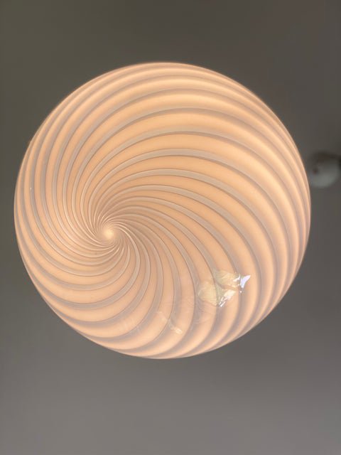 Beige and White Sphere Pendant Lamp in Murano Glass by Simoeng