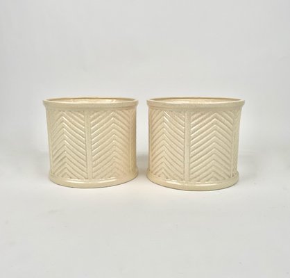 Beige Ceramic Vase by Tommaso Barbi, Italy, 1970s, Set of 2-LYQ-1171451