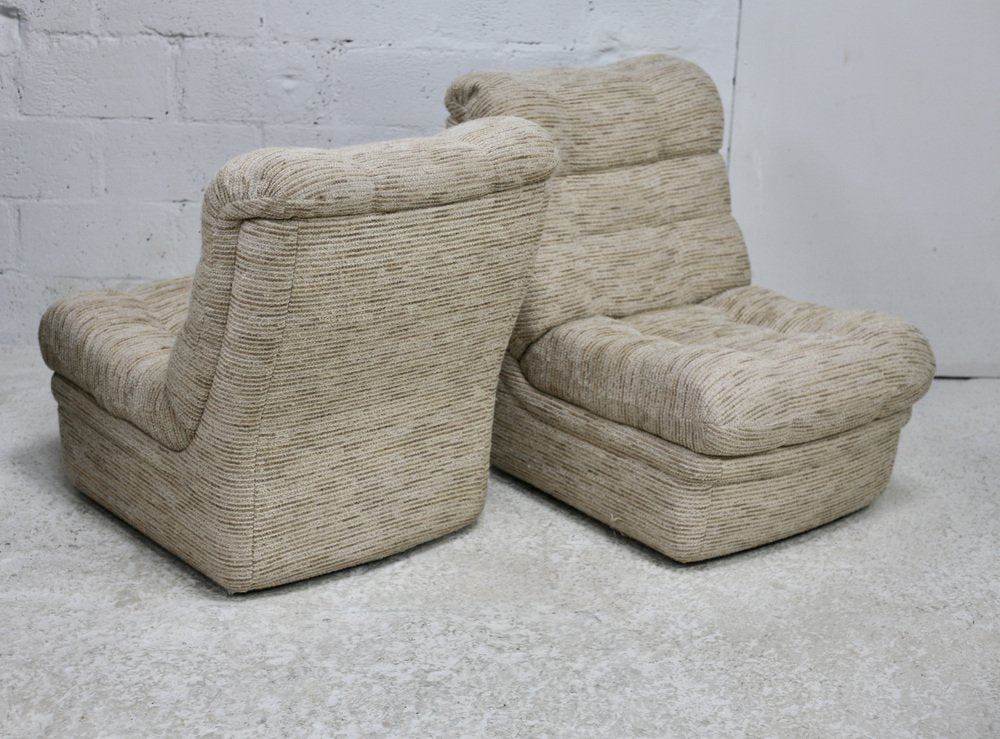 Beige Low Chairs in Fiberglass, 1970, Set of 2