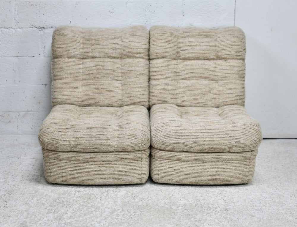 Beige Low Chairs in Fiberglass, 1970, Set of 2