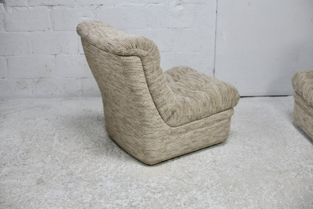 Beige Low Chairs in Fiberglass, 1970, Set of 2