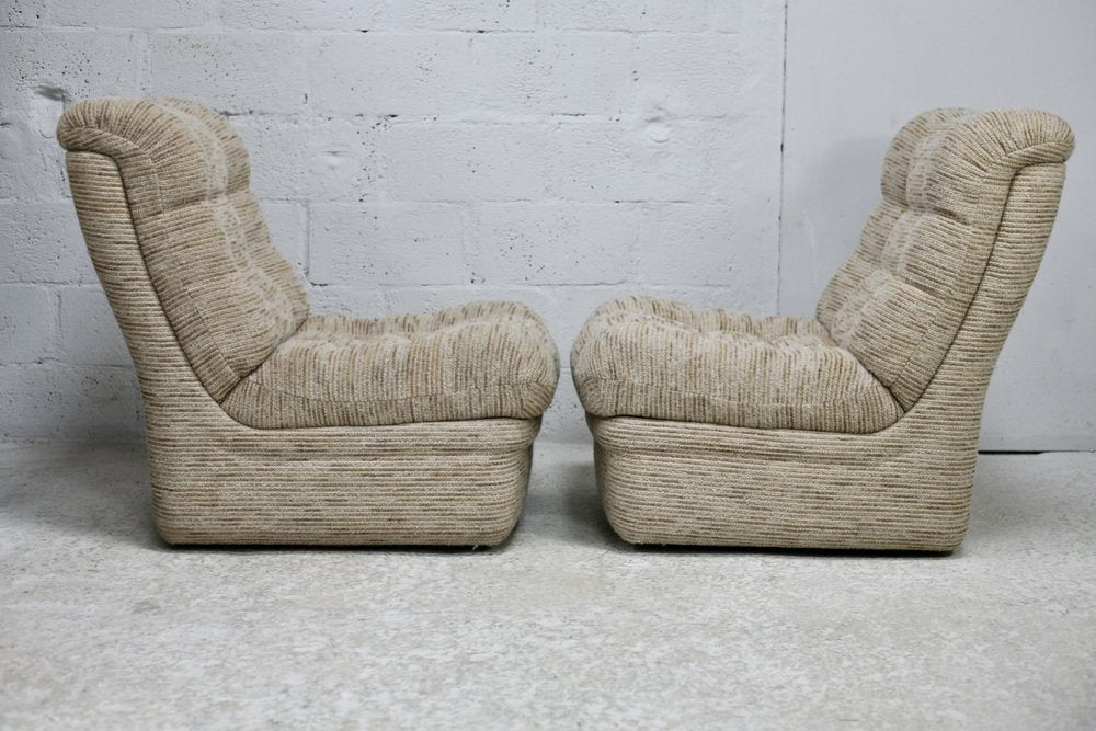 Beige Low Chairs in Fiberglass, 1970, Set of 2