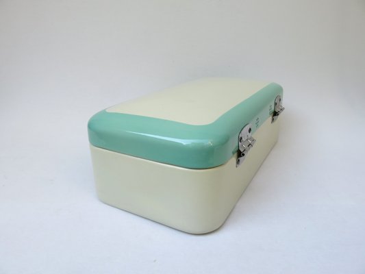 Beige & Mint Green Bread Box, 1950s-EY-1168222