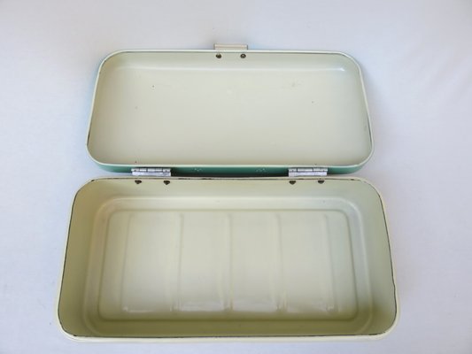 Beige & Mint Green Bread Box, 1950s-EY-1168222