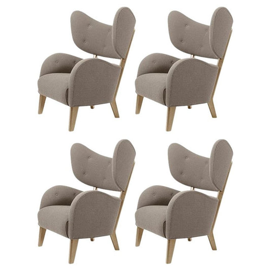 Beige Raf Simons Vidar 3 Natural Oak My Own Lounge Chairs by Lassen, Set of 4