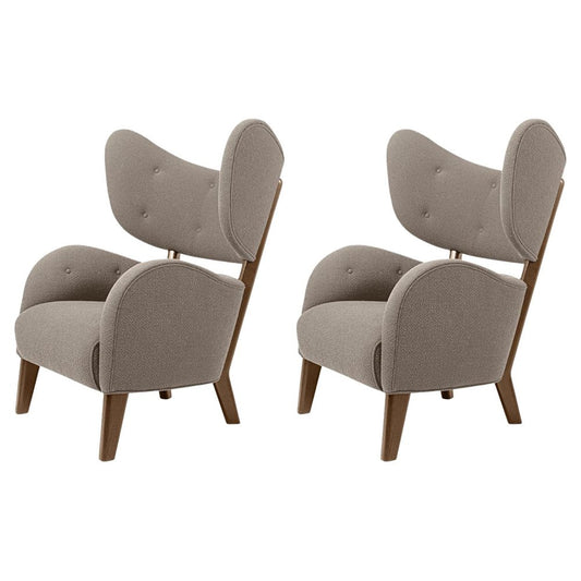 Beige Raf Simons Vidar 3 Smoked Oak My Own Chair Lounge Chair by Lassen, Set of 2