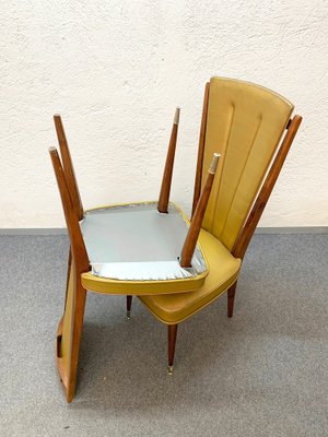 Beige Vinyl & Beech Upholstered Dining Chairs from N.F. Ameublement, 1950s, Set of 2-JDR-1125914